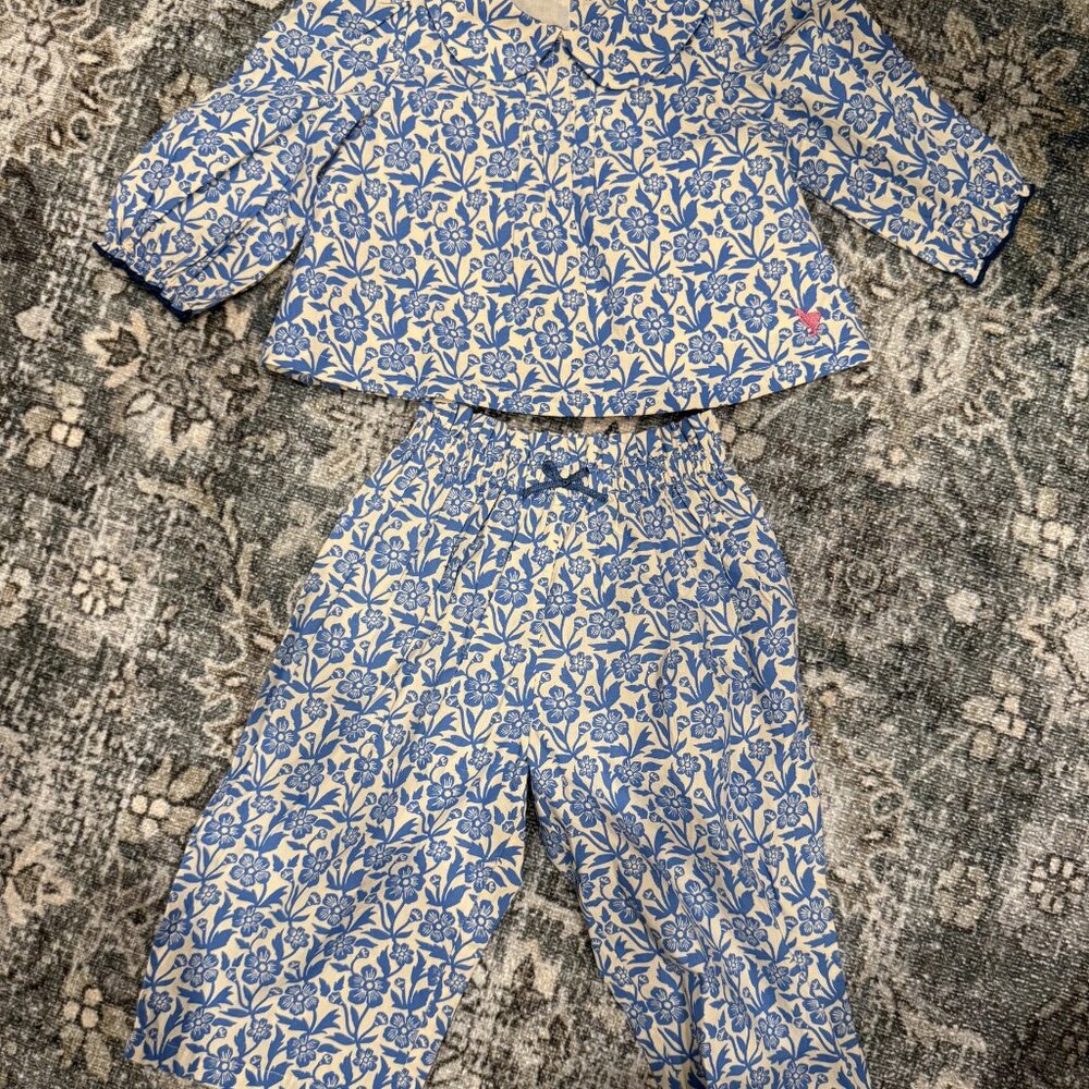 NWT Pink Chicken Girls Summer Cotton Blouse and Pant Set 3/6M - Picture 3 of 8